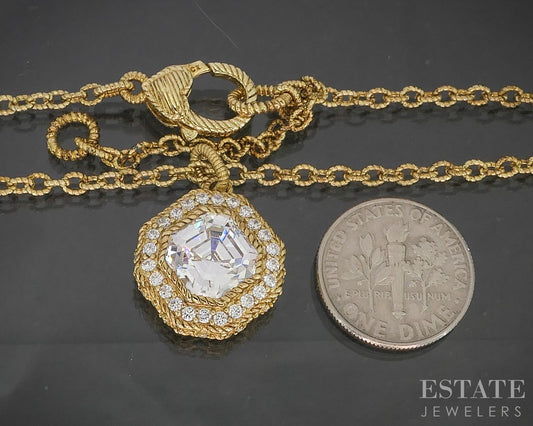 Sterling Judith Ripka CZ Halo Cable Chain Necklace 12.3g 20"L p22808