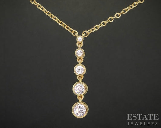 Sterling Judith Ripka CZ Journey Cable Chain Lariat Necklace 11.3g 20"L p22809