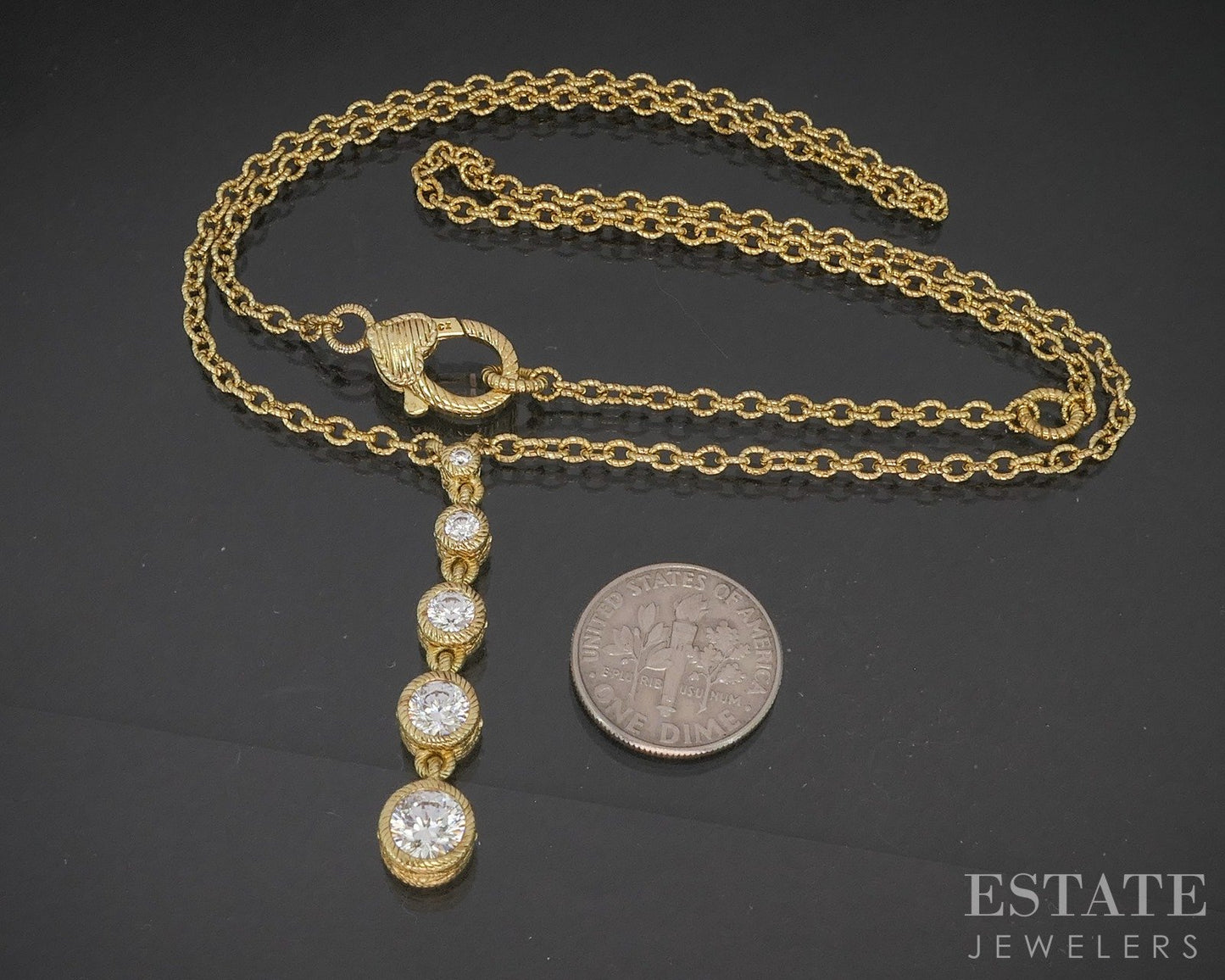 Sterling Judith Ripka CZ Journey Cable Chain Lariat Necklace 11.3g 20"L p22809