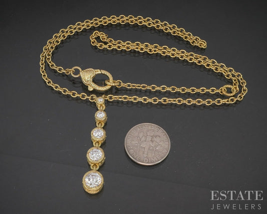 Sterling Judith Ripka CZ Journey Cable Chain Lariat Necklace 11.3g 20"L p22809