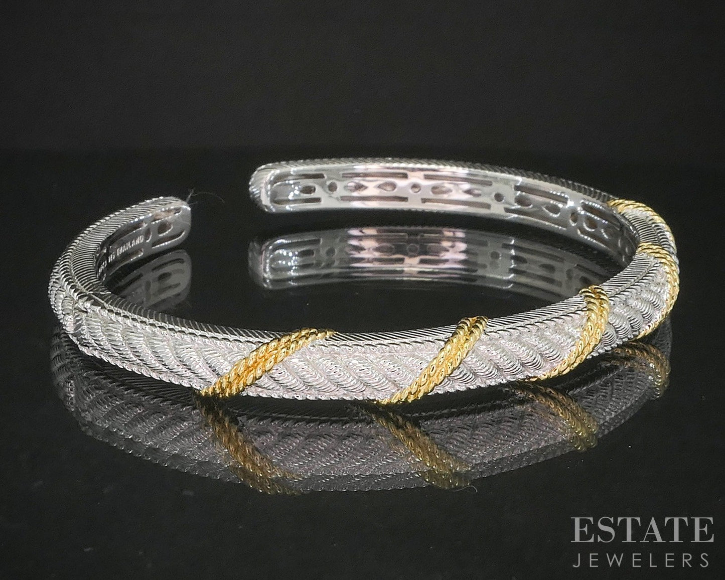 Sterling Judith Ripka Twisted Cable Hinged Cuff Bracelet 28g p22817