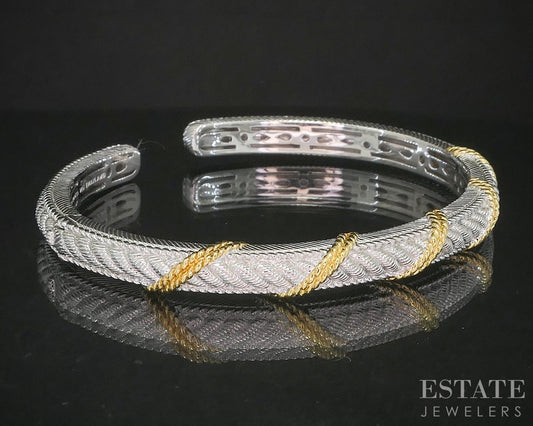 Sterling Judith Ripka Twisted Cable Hinged Cuff Bracelet 28g p22817