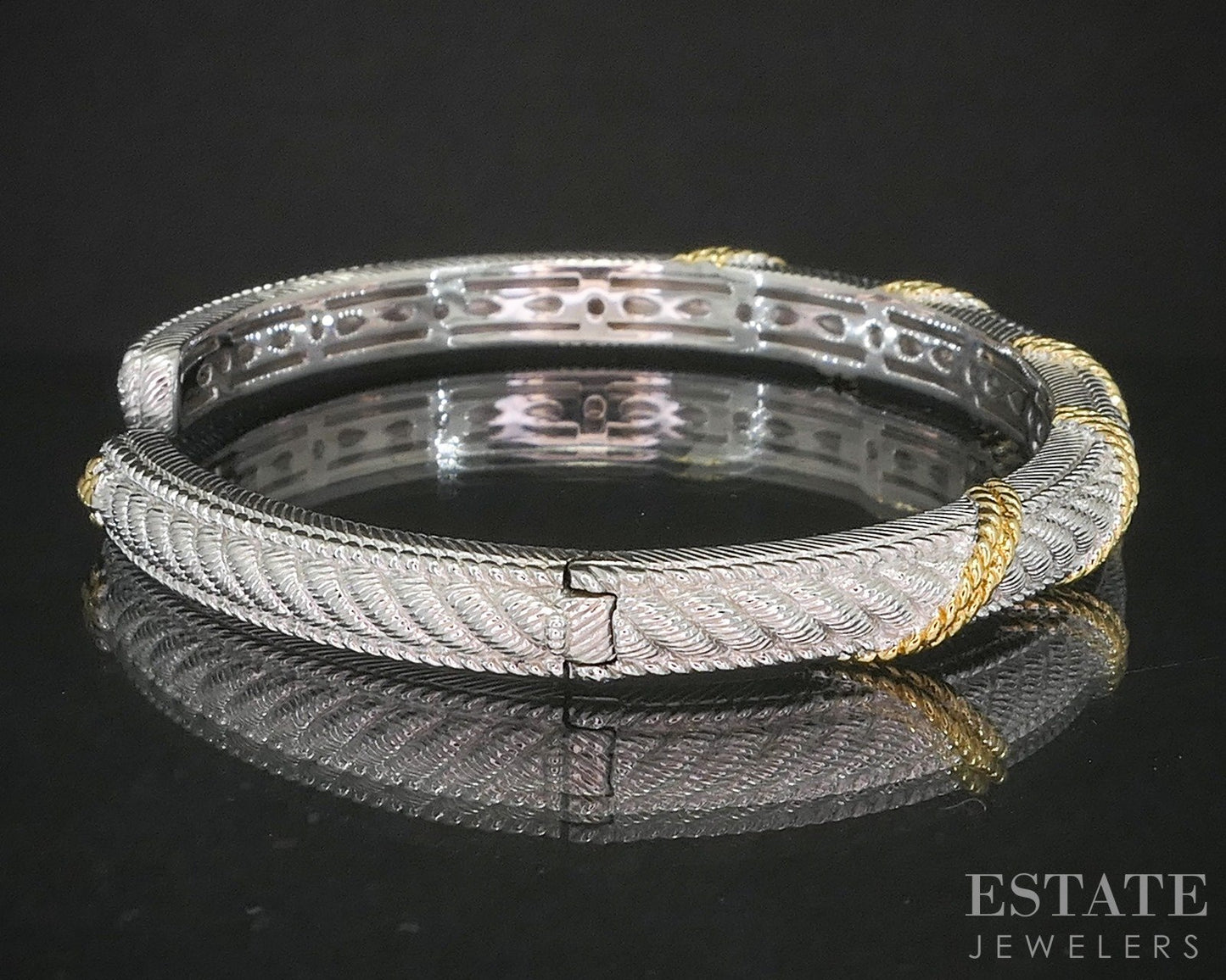 Sterling Judith Ripka Twisted Cable Hinged Cuff Bracelet 28g p22817