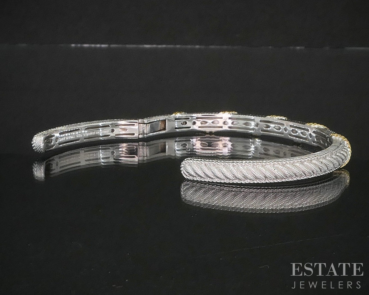 Sterling Judith Ripka Twisted Cable Hinged Cuff Bracelet 28g p22817