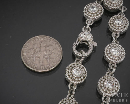 Sterling Silver Judith Ripka CZ Button Ladies Tennis Bracelet 23g 7.5"L p22821