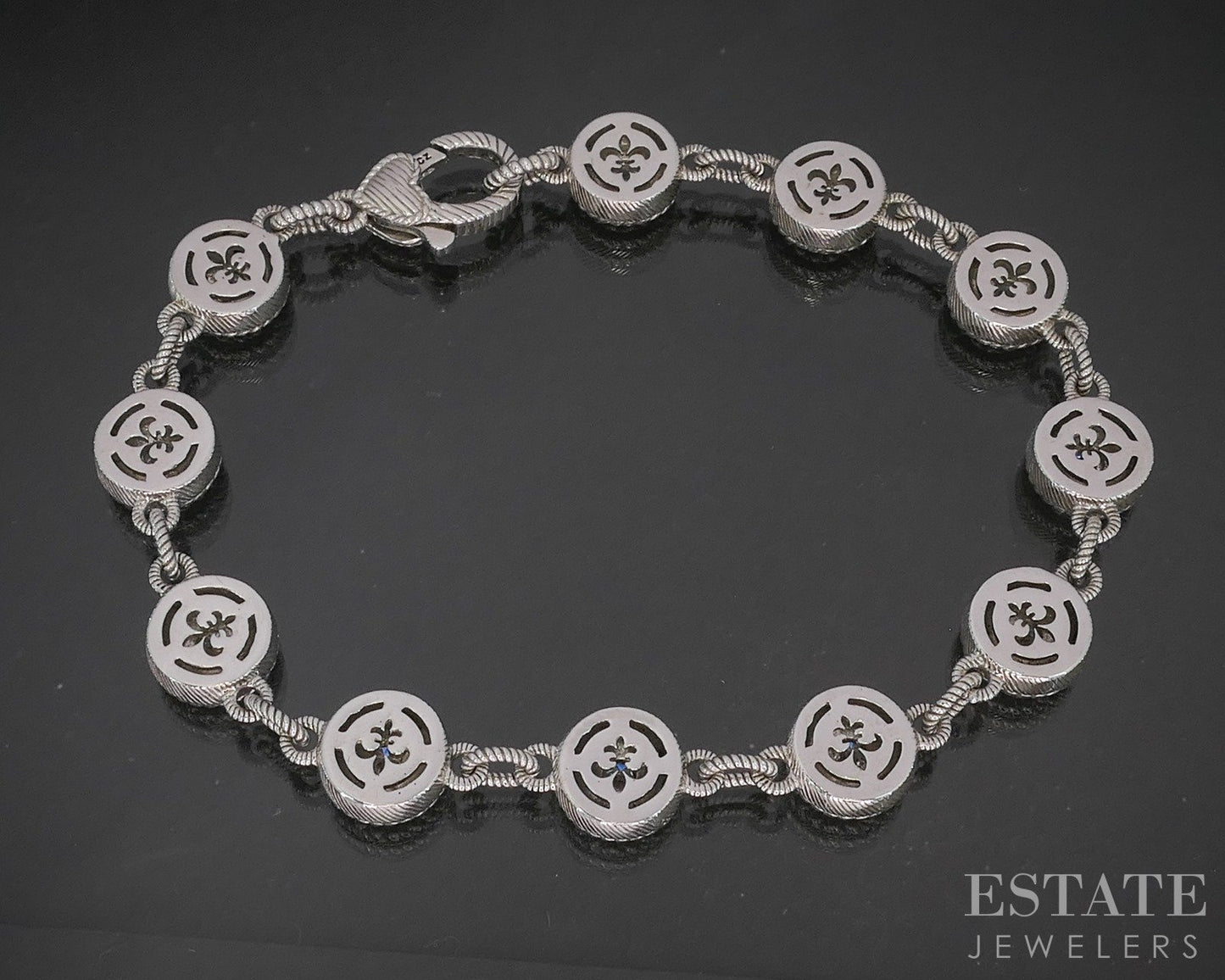 Sterling Silver Judith Ripka CZ Button Ladies Tennis Bracelet 23g 7.5"L p22821