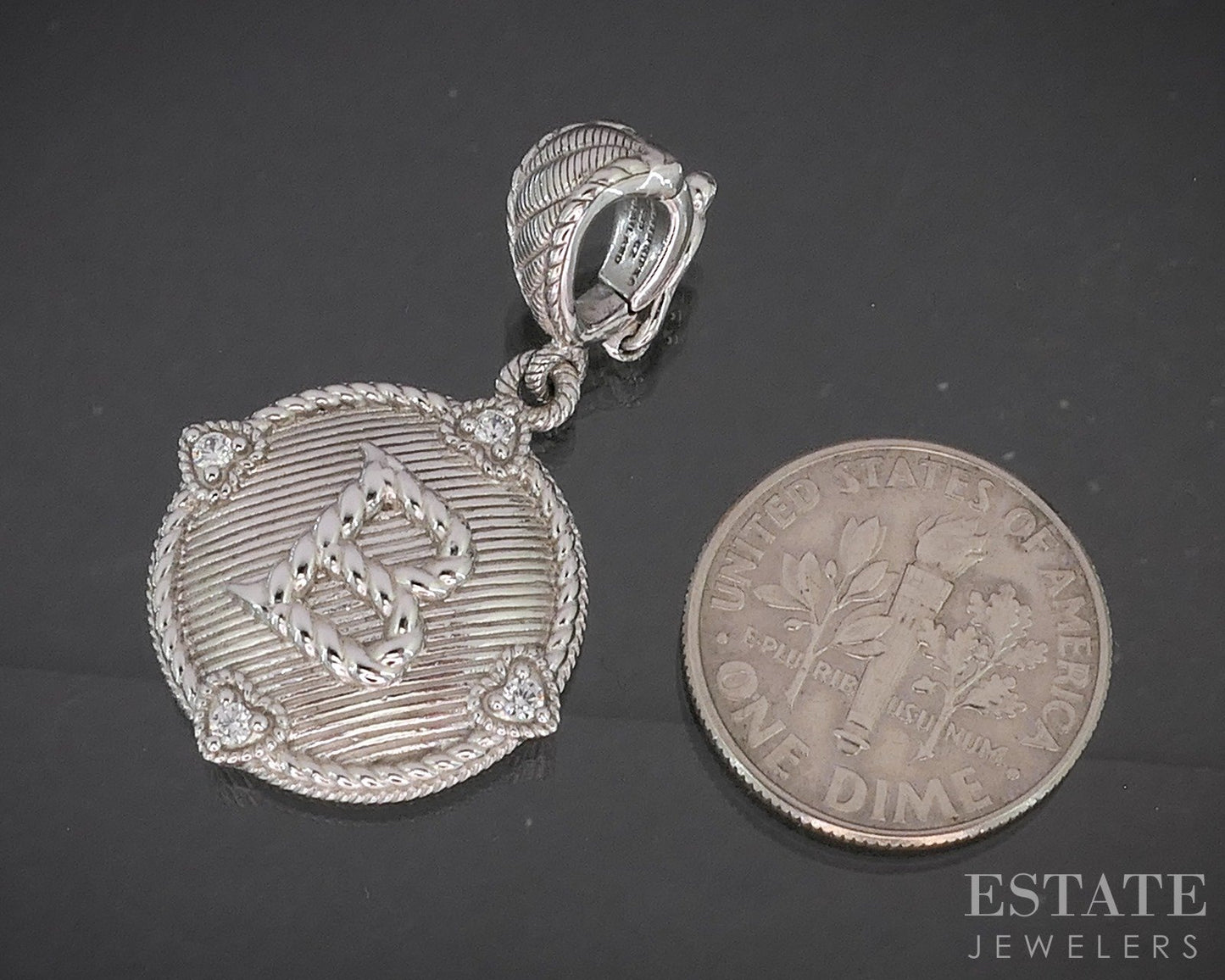 Sterling Silver Judith Ripka CZ Letter B Ladies Pendant 6.4g p22825
