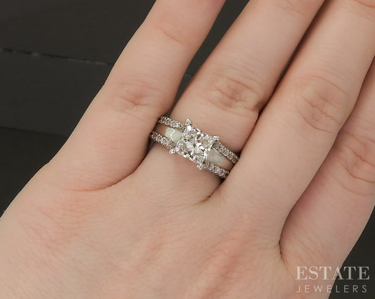 14k White Gold CGL Princess Lab Created 3.06ctw Diamond Engagement Ring p17792