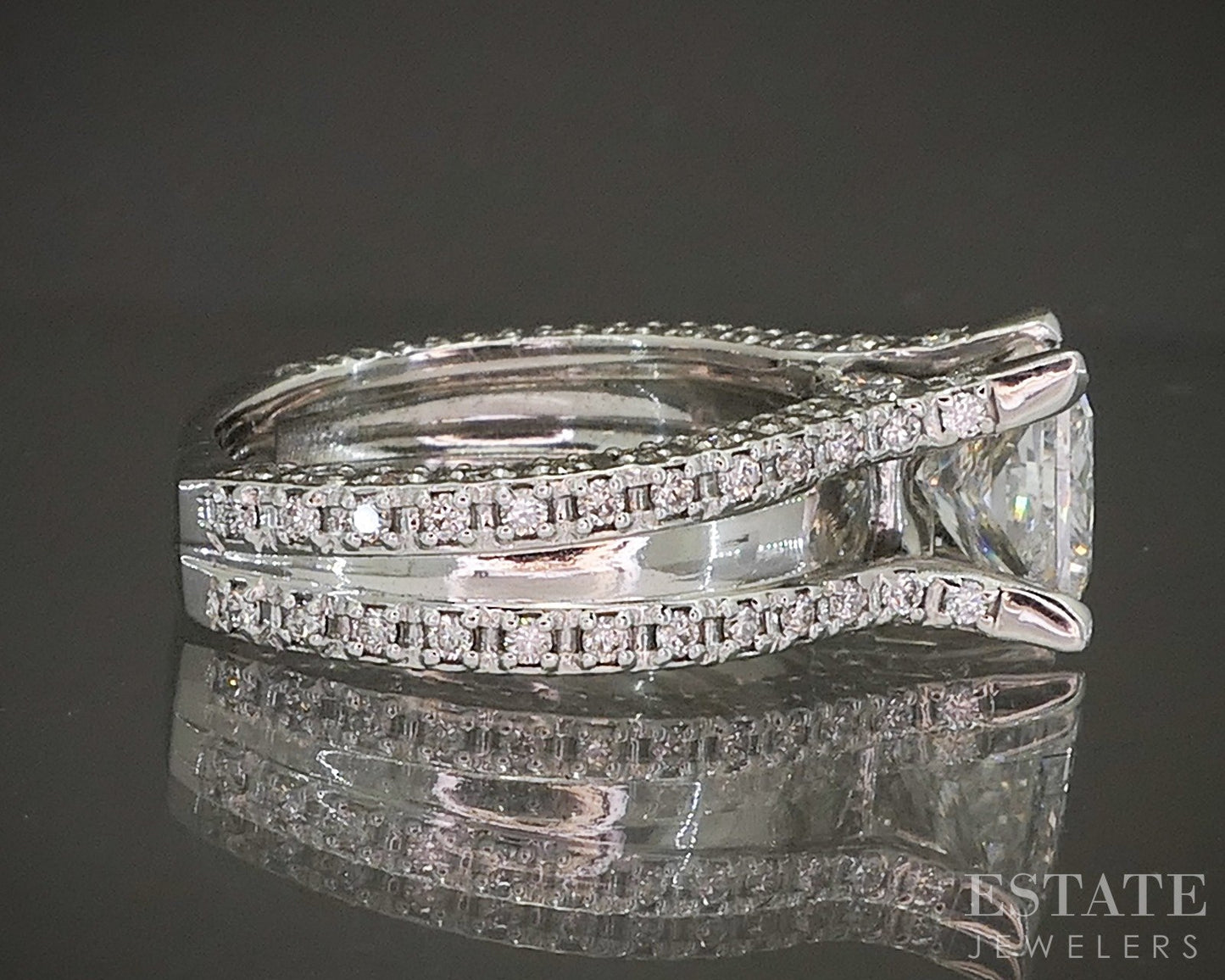 14k White Gold CGL Princess Lab Created 3.06ctw Diamond Engagement Ring p17792