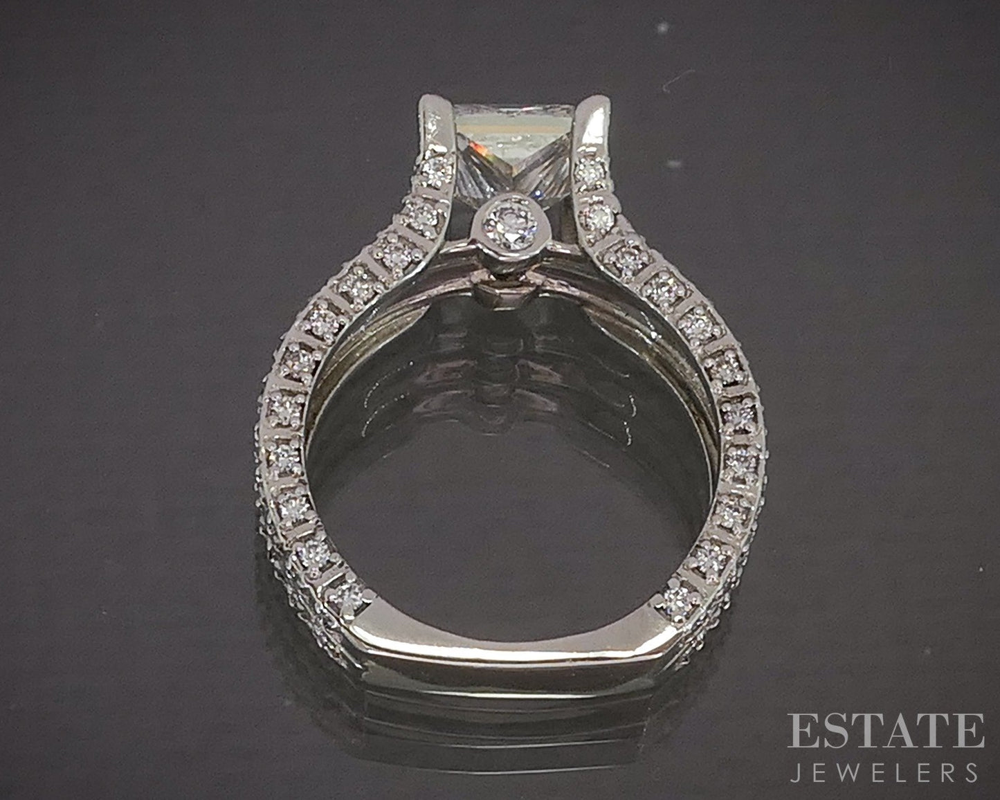 14k White Gold CGL Princess Lab Created 3.06ctw Diamond Engagement Ring p17792