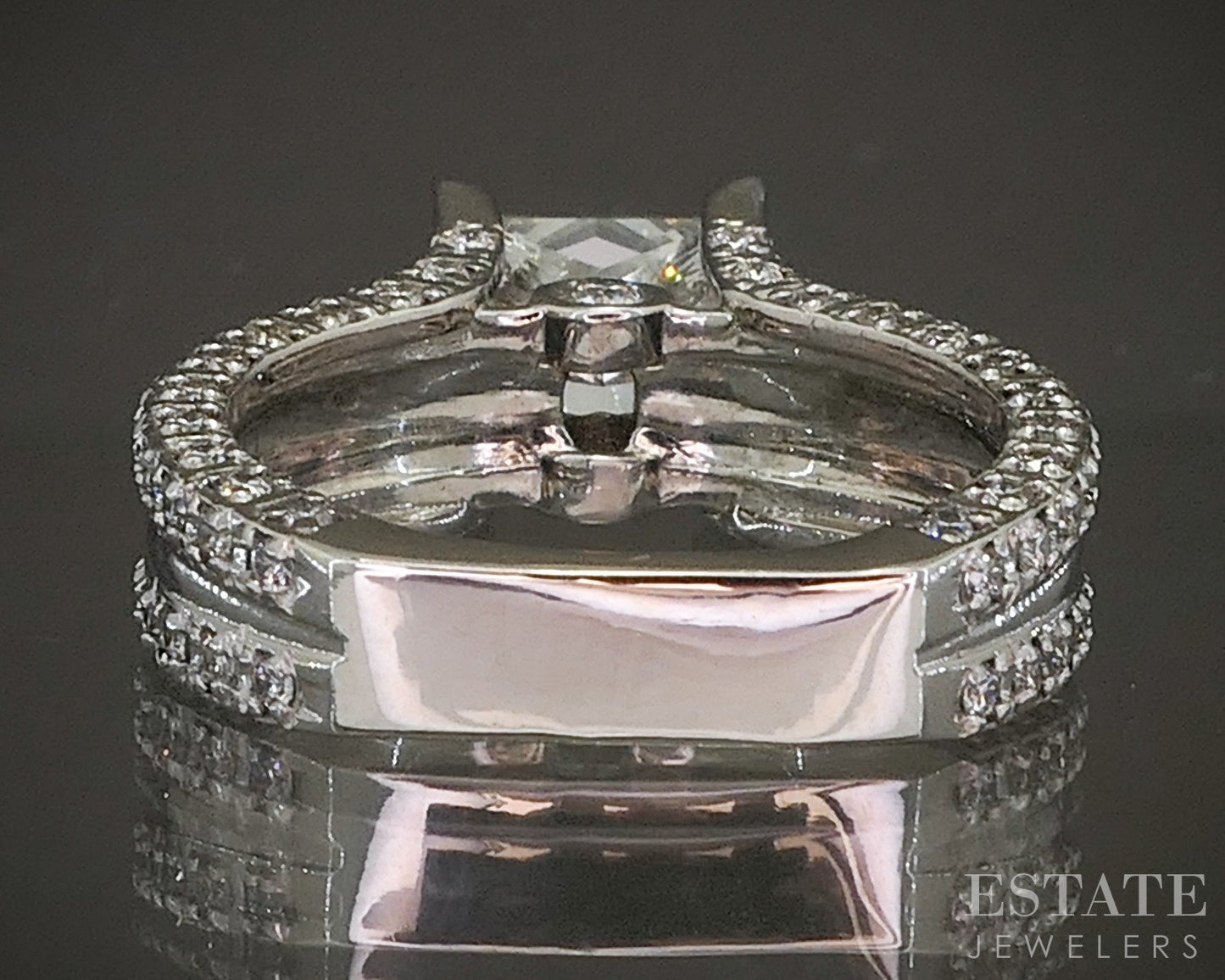 14k White Gold CGL Princess Lab Created 3.06ctw Diamond Engagement Ring p17792