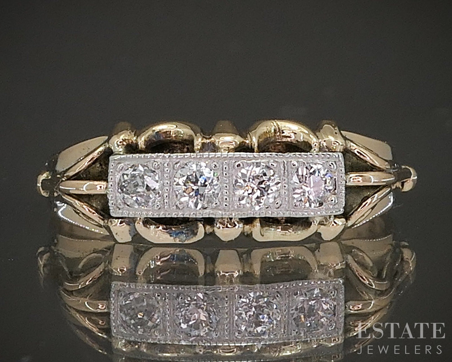 Antique 10k Yellow Gold OEC Natural .32ctw Diamond Ladies Band 2.7g p17819