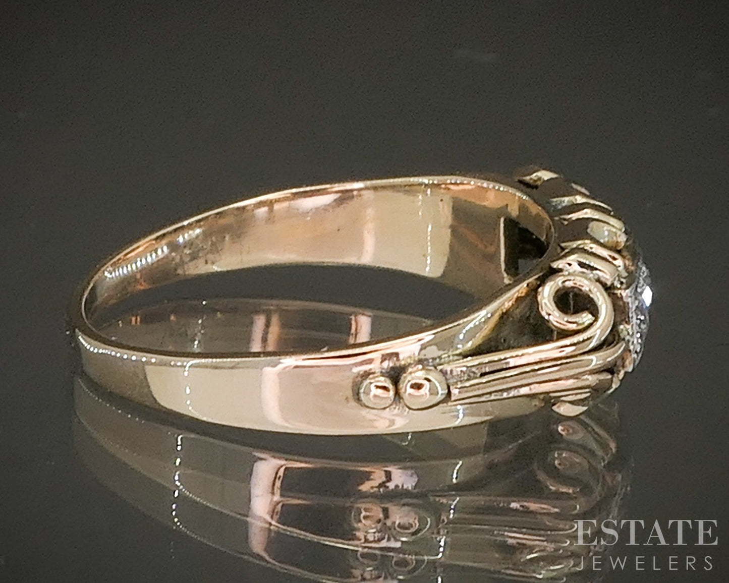 Antique 10k Yellow Gold OEC Natural .32ctw Diamond Ladies Band 2.7g p17819