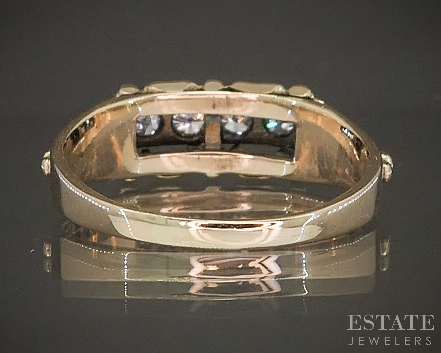 Antique 10k Yellow Gold OEC Natural .32ctw Diamond Ladies Band 2.7g p17819