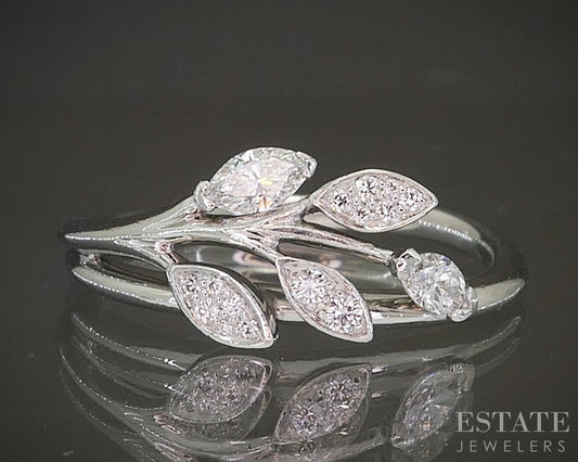 Platinum Tiffany & Co. Natural .24ctw Diamond Vine Ladies Band Ring 4.7g p19838
