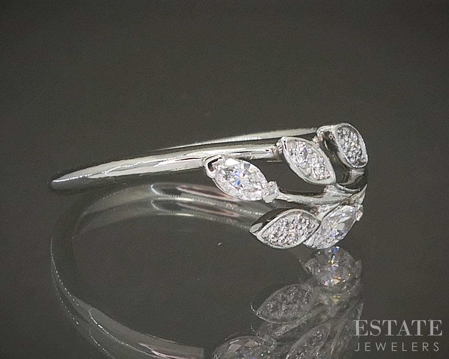 Platinum Tiffany & Co. Natural .24ctw Diamond Vine Ladies Band Ring 4.7g p19838