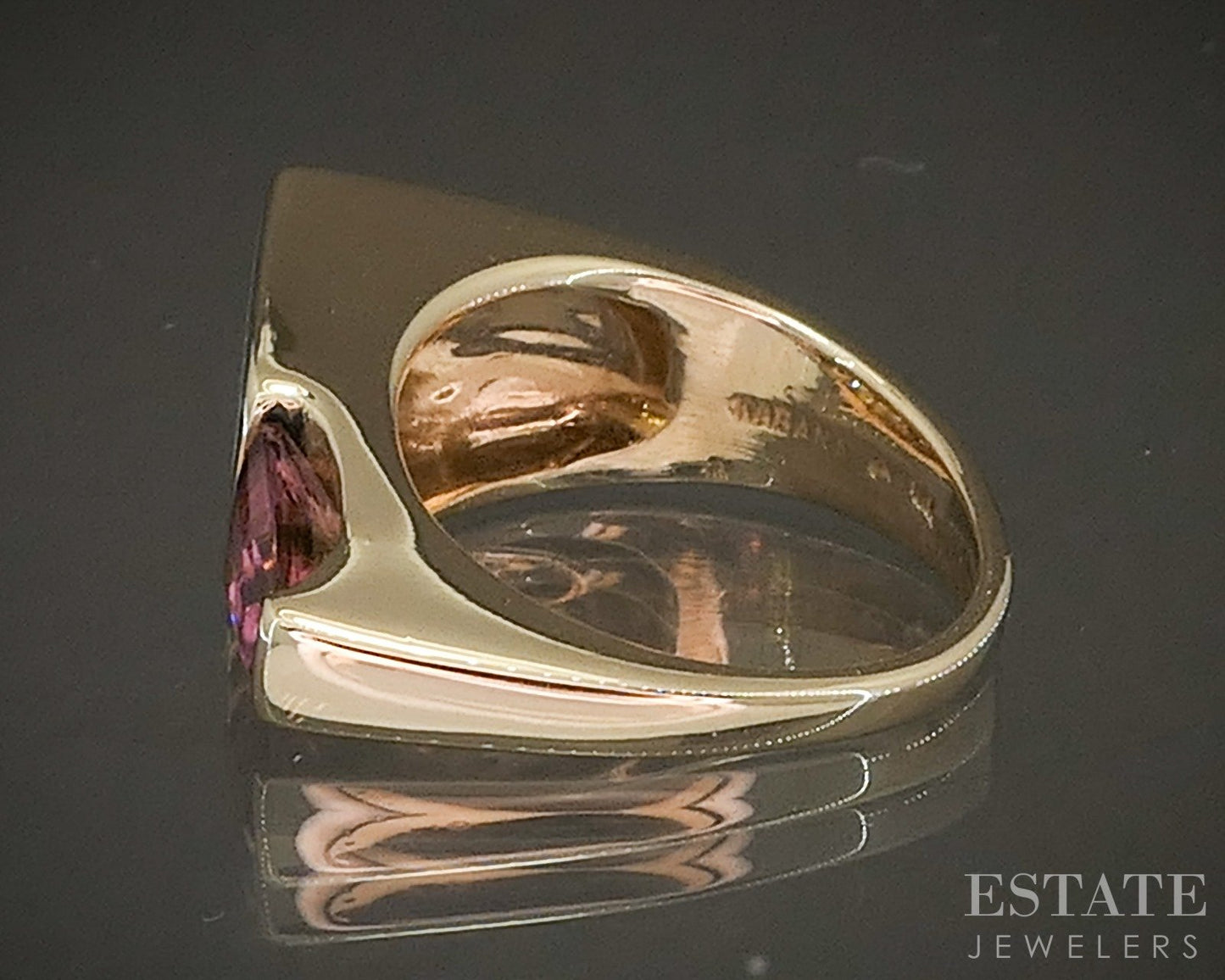 14k Yellow Gold Kabana Natural Pink Tourmaline Opal & Diamond Ring 6.1g p21499