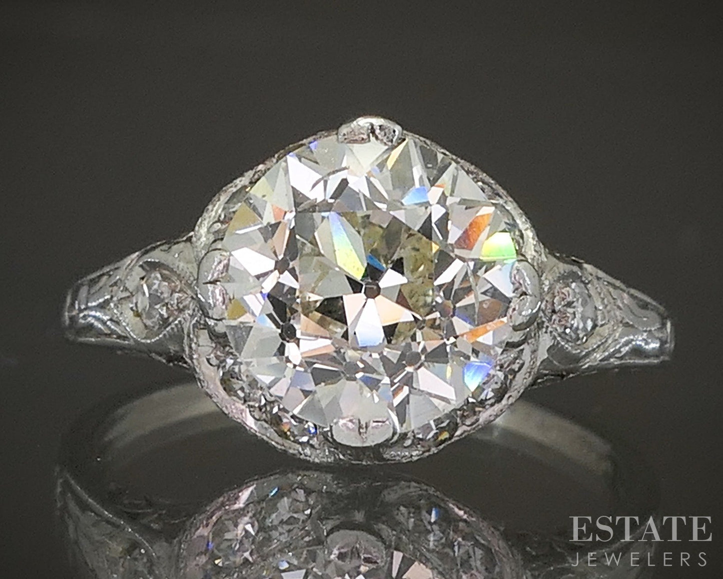 Antique Art Deco Platinum European 2.00ct Diamond Filigree Ring 3.4g p17623