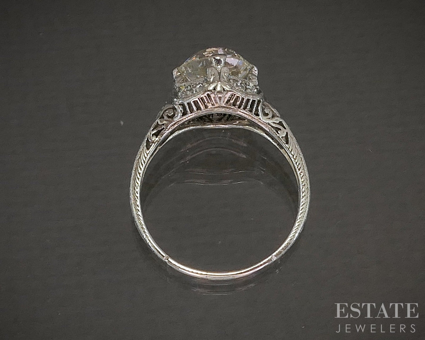 Antique Art Deco Platinum European 2.00ct Diamond Filigree Ring 3.4g p17623