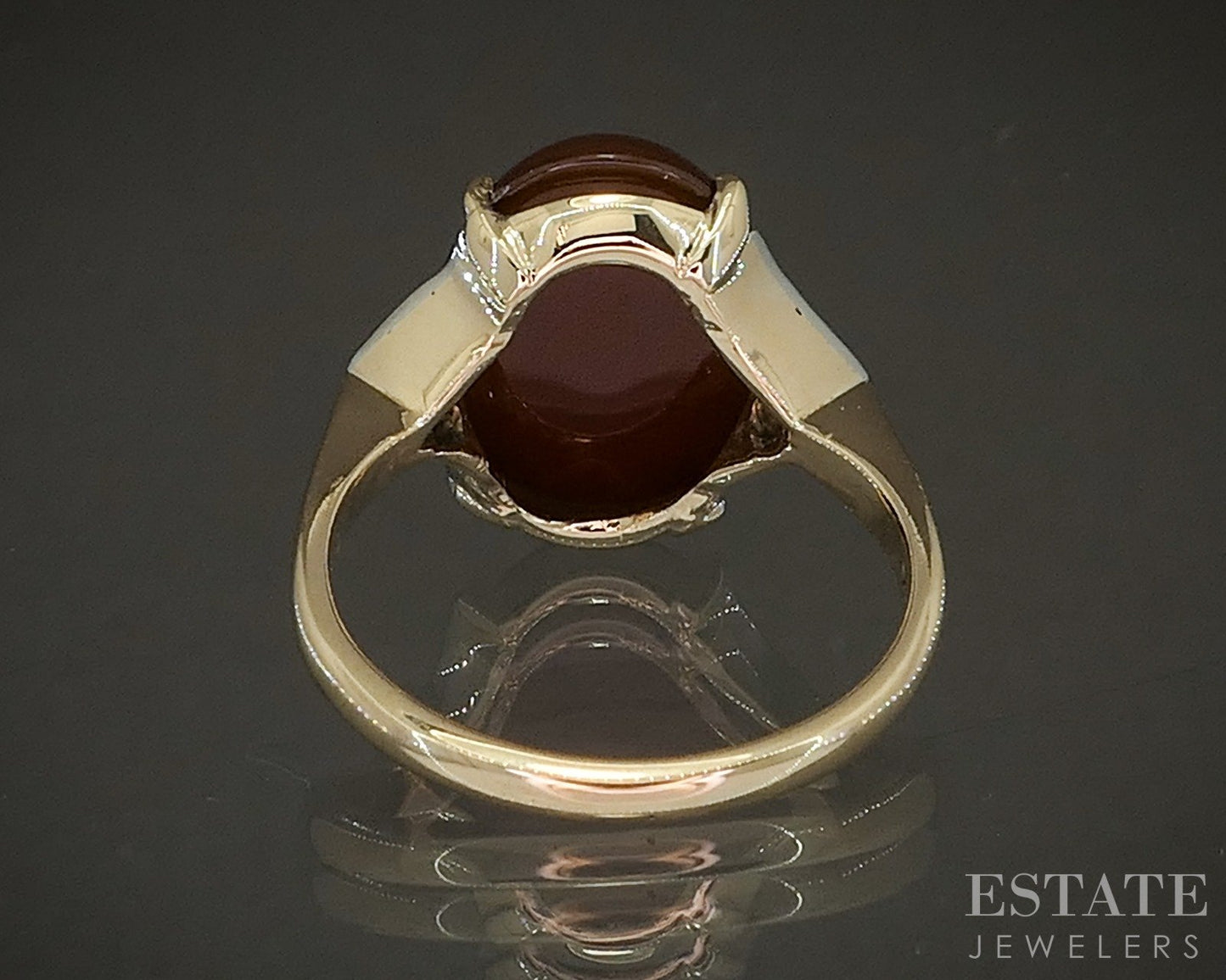Vintage 14k Yellow Gold Oval Natural Carnelian & Diamond Ladies Ring 4g p16951