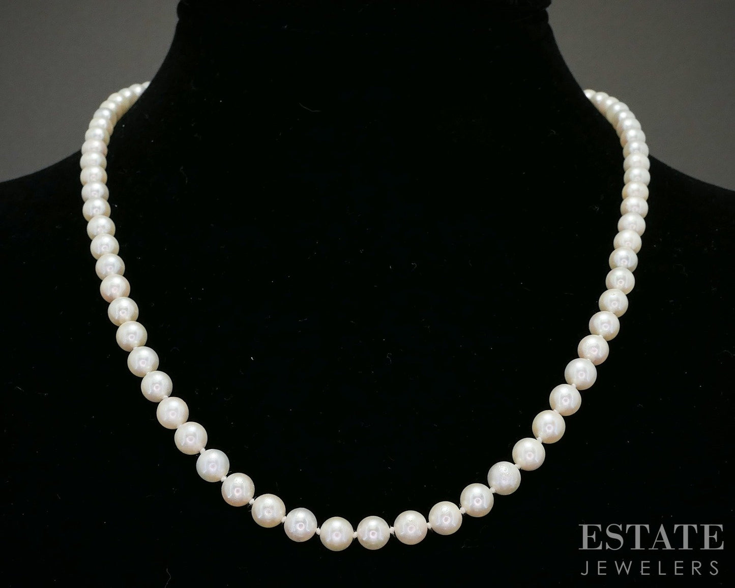 Vintage 14k Yellow Gold 5.5mm Cultured Akoya Pearl Necklace 18"L p20731