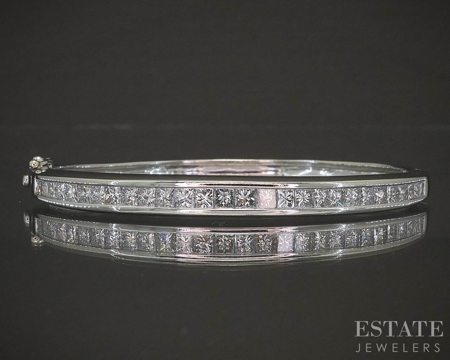 Platinum Princess Natural 1.96ctw Diamond Hinged Bangle Bracelet 28.7g p17550