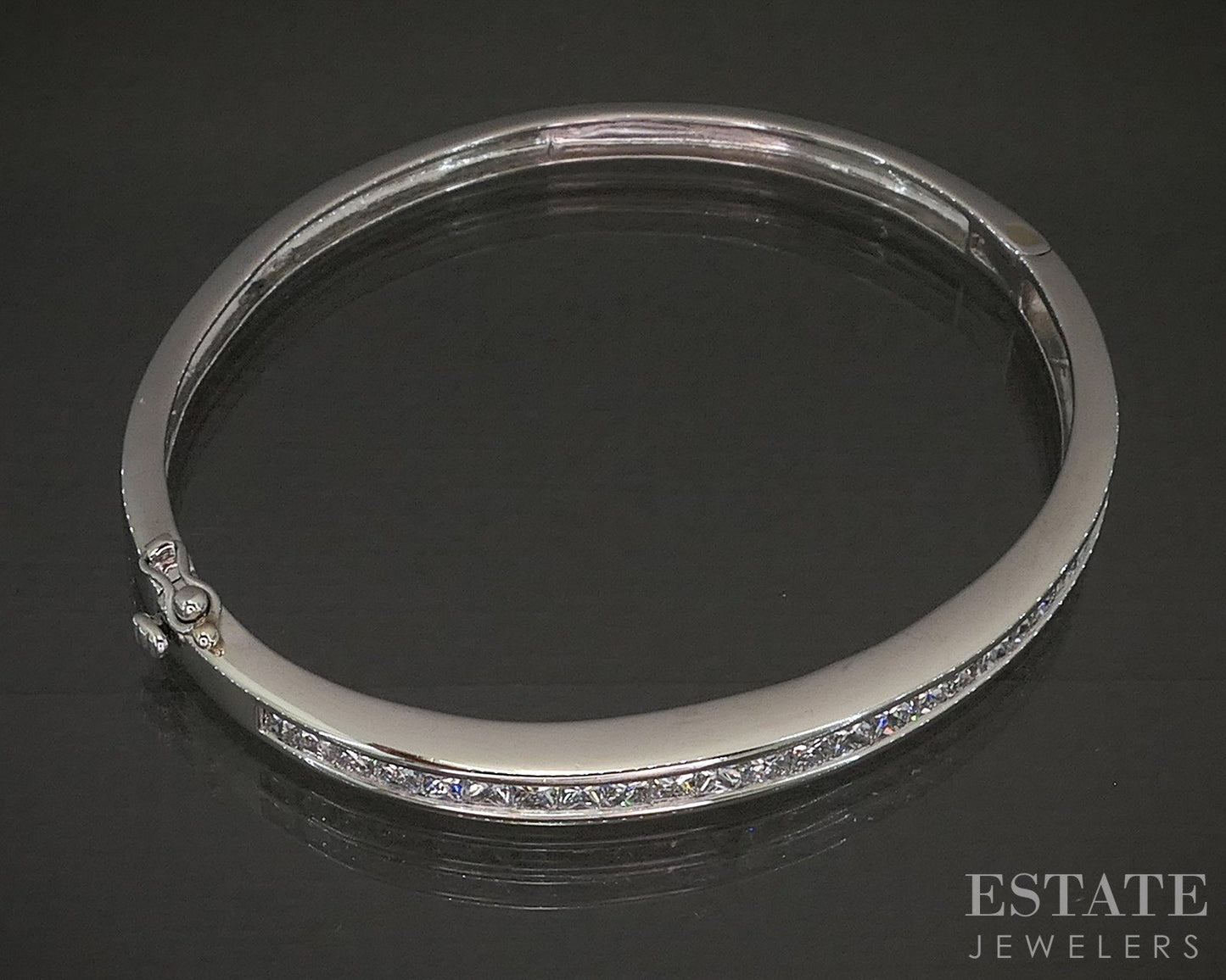Platinum Princess Natural 1.96ctw Diamond Hinged Bangle Bracelet 28.7g p17550