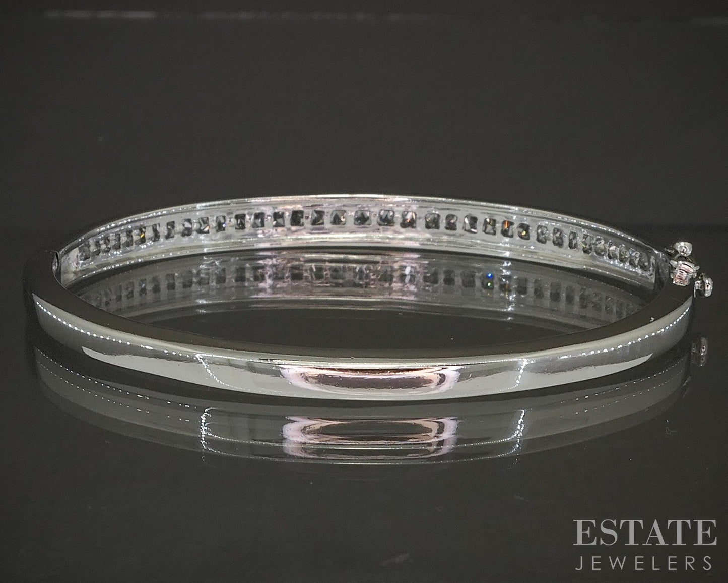 Platinum Princess Natural 1.96ctw Diamond Hinged Bangle Bracelet 28.7g p17550