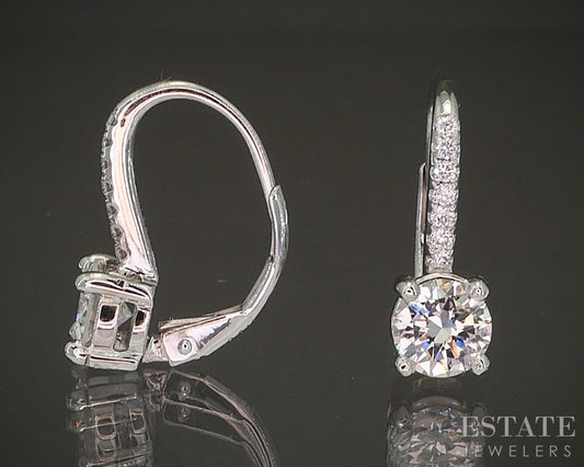 14k Round Gold Round Natural 1.46ctw Diamond Leverback Earrings 3g p20736