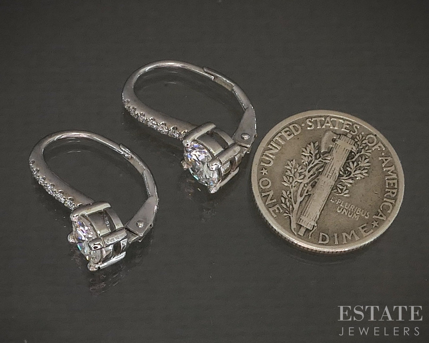 14k Round Gold Round Natural 1.46ctw Diamond Leverback Earrings 3g p20736