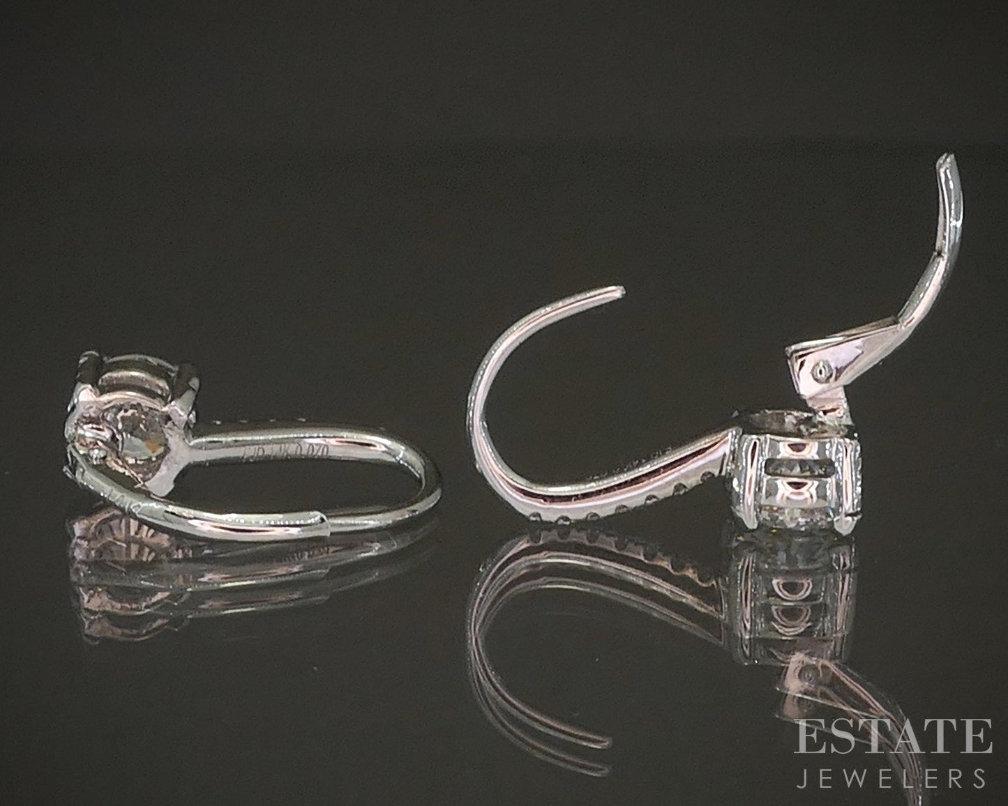 14k Round Gold Round Natural 1.46ctw Diamond Leverback Earrings 3g p20736