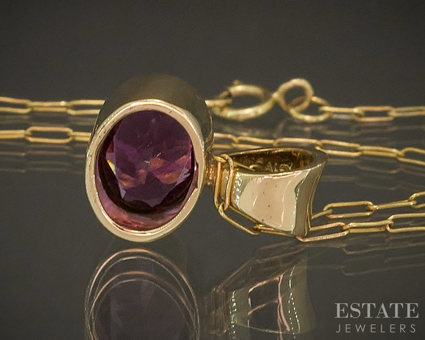 18k Yellow Gold Natural Rubellite Tourmaline Paperclip Necklace 3.6g 20"L p16765