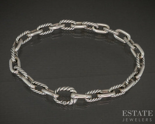 Sterling Silver David Yurman Oval & Cable Link ladies Bracelet 14g 7"L p18240