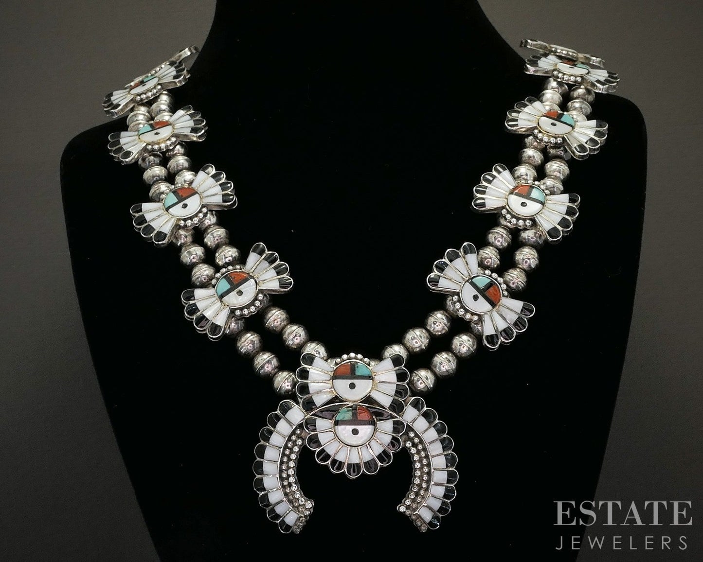 Vintage Sterling Multi Gem Zuni Leagus & Caroline Ahiyite Jewelry Set p21100