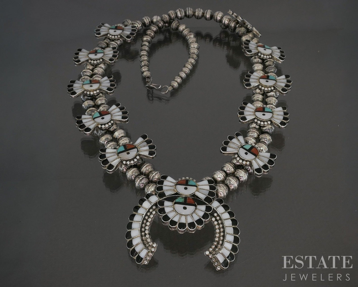 Vintage Sterling Multi Gem Zuni Leagus & Caroline Ahiyite Jewelry Set p21100