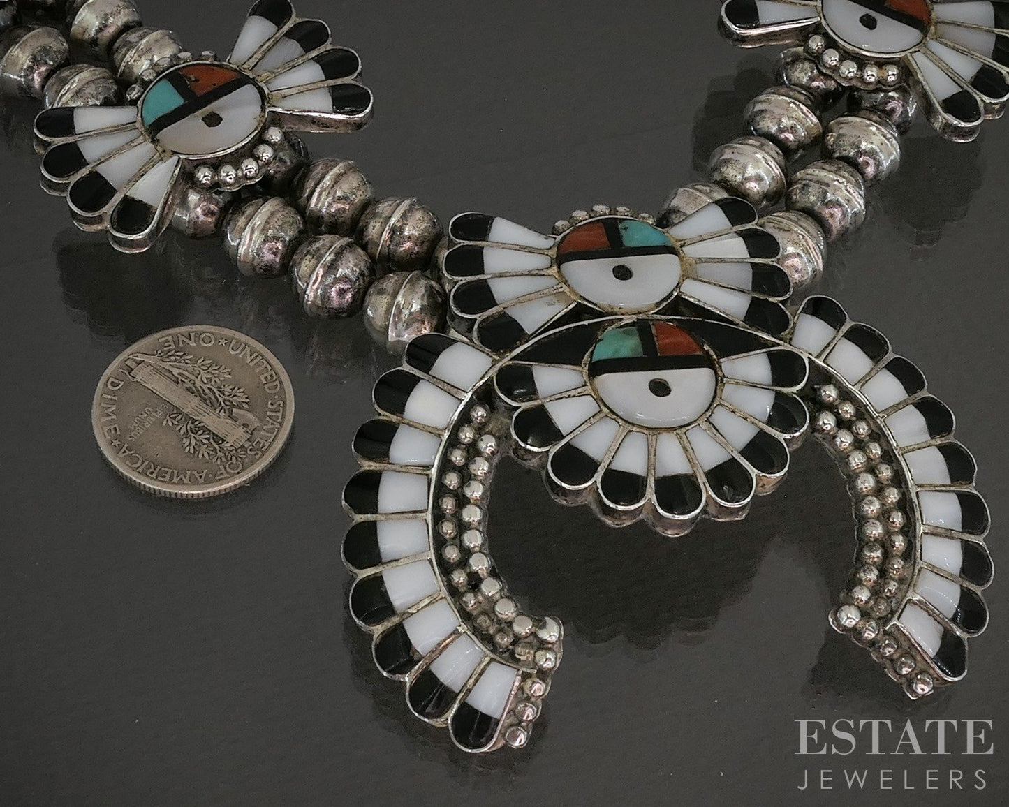 Vintage Sterling Multi Gem Zuni Leagus & Caroline Ahiyite Jewelry Set p21100
