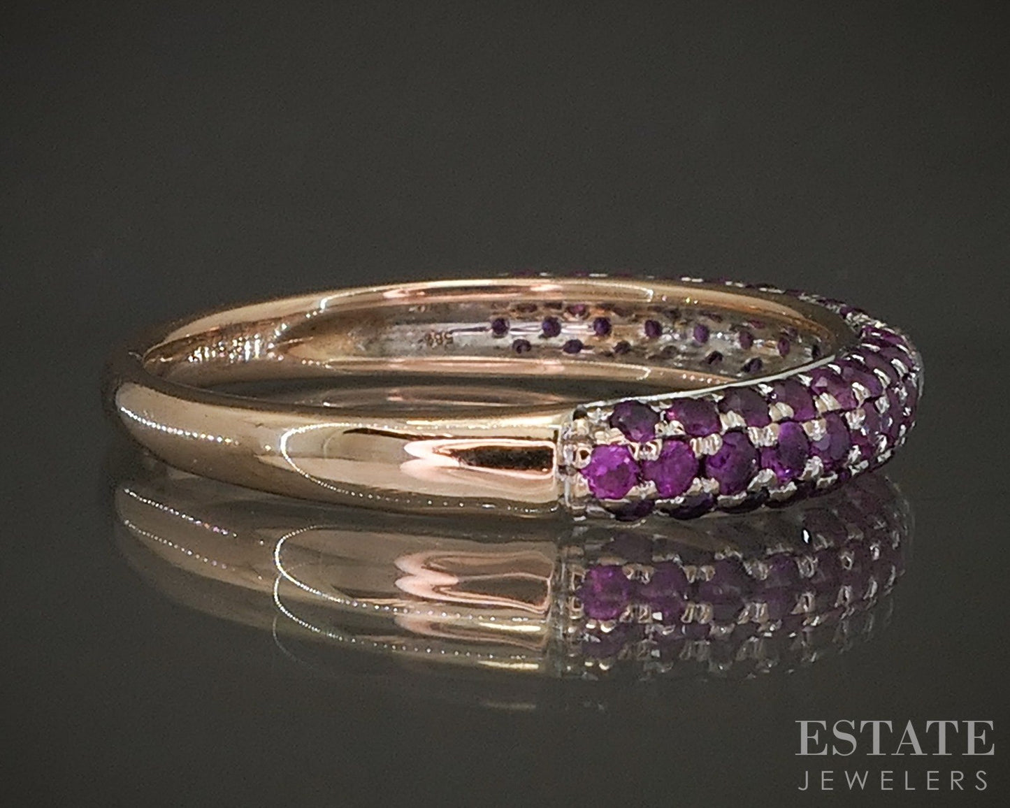 14k Rose Gold Natural Pink Sapphire & Diamond Ladies Band Ring 2.1g p20339