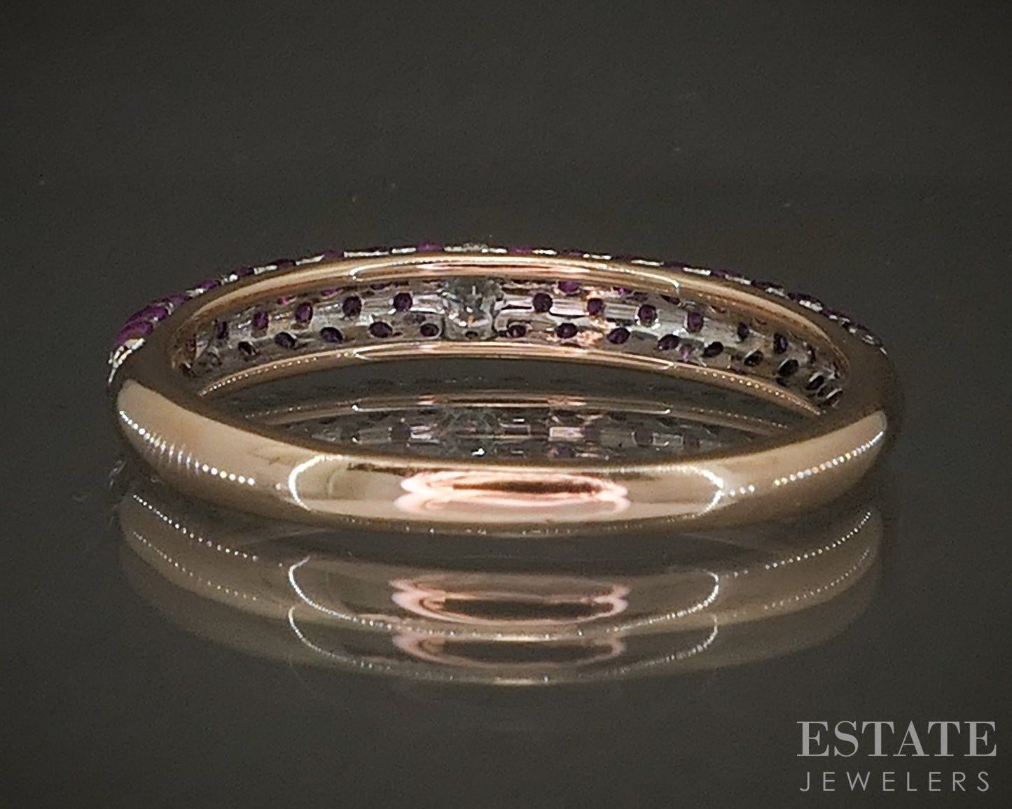14k Rose Gold Natural Pink Sapphire & Diamond Ladies Band Ring 2.1g p20339