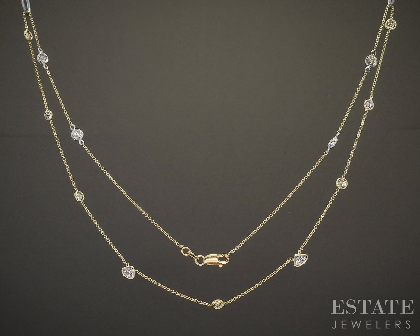 18k Yellow Gold Roberto Coin Natural Diamond By the Inch Necklace 3g 18"L p20278