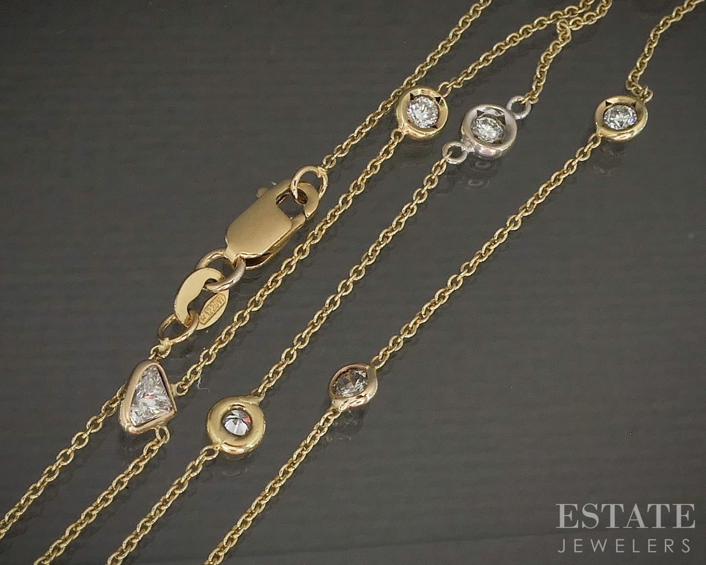 18k Yellow Gold Roberto Coin Natural Diamond By the Inch Necklace 3g 18"L p20278