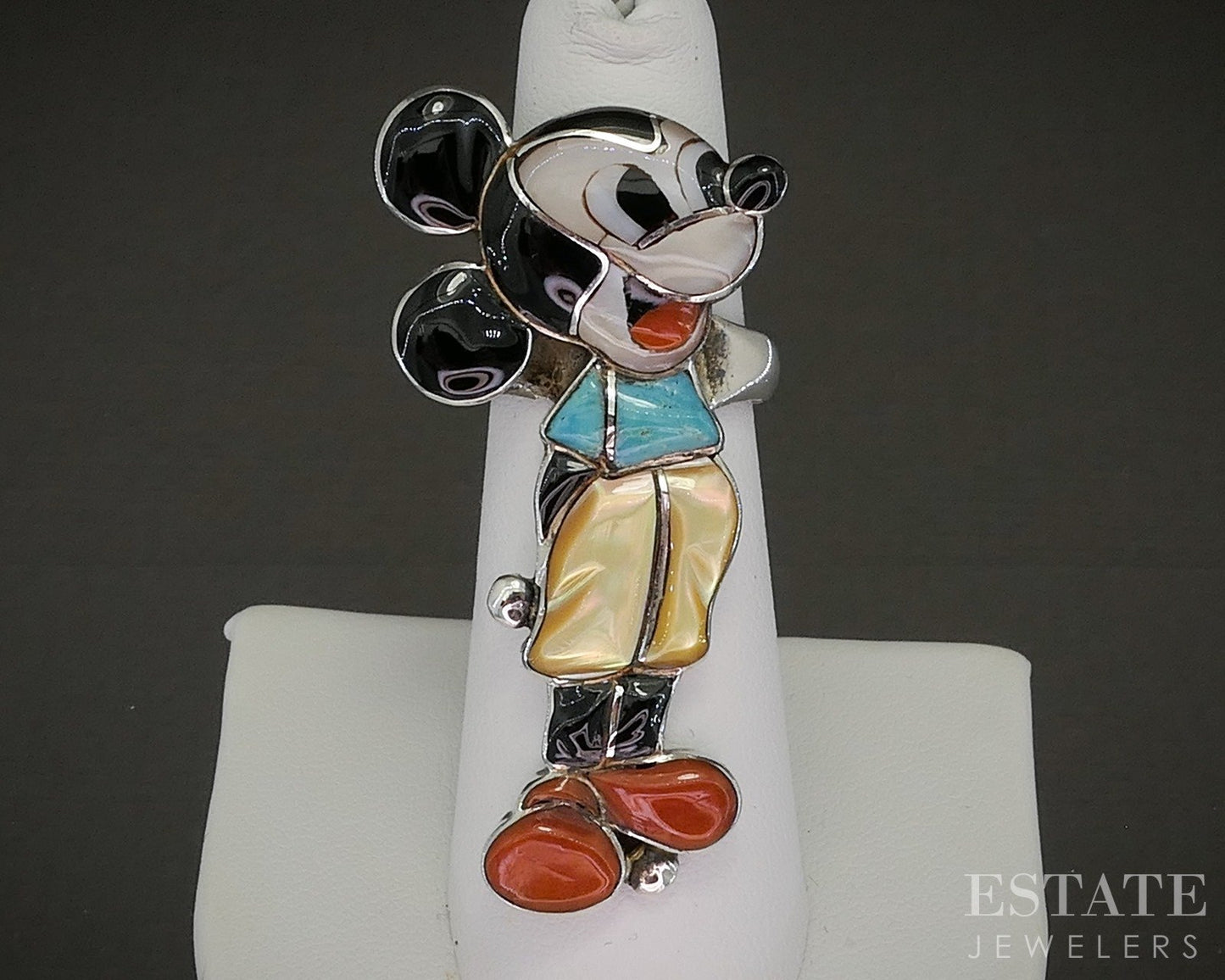 Vintage Sterling Zuni Veronica Nastacio Poblanco Mickey Mouse Ring 9.3g p21099