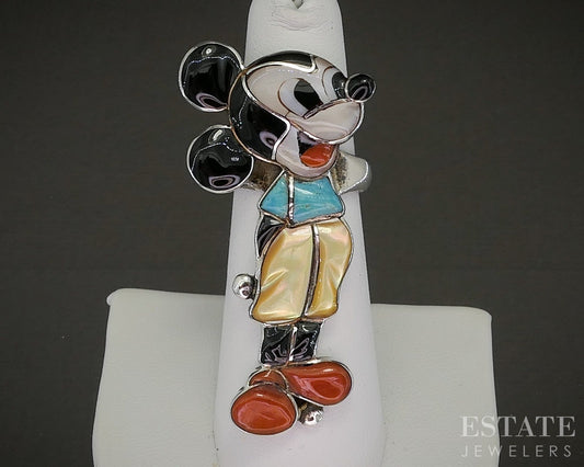 Vintage Sterling Zuni Veronica Nastacio Poblanco Mickey Mouse Ring 9.3g p21099
