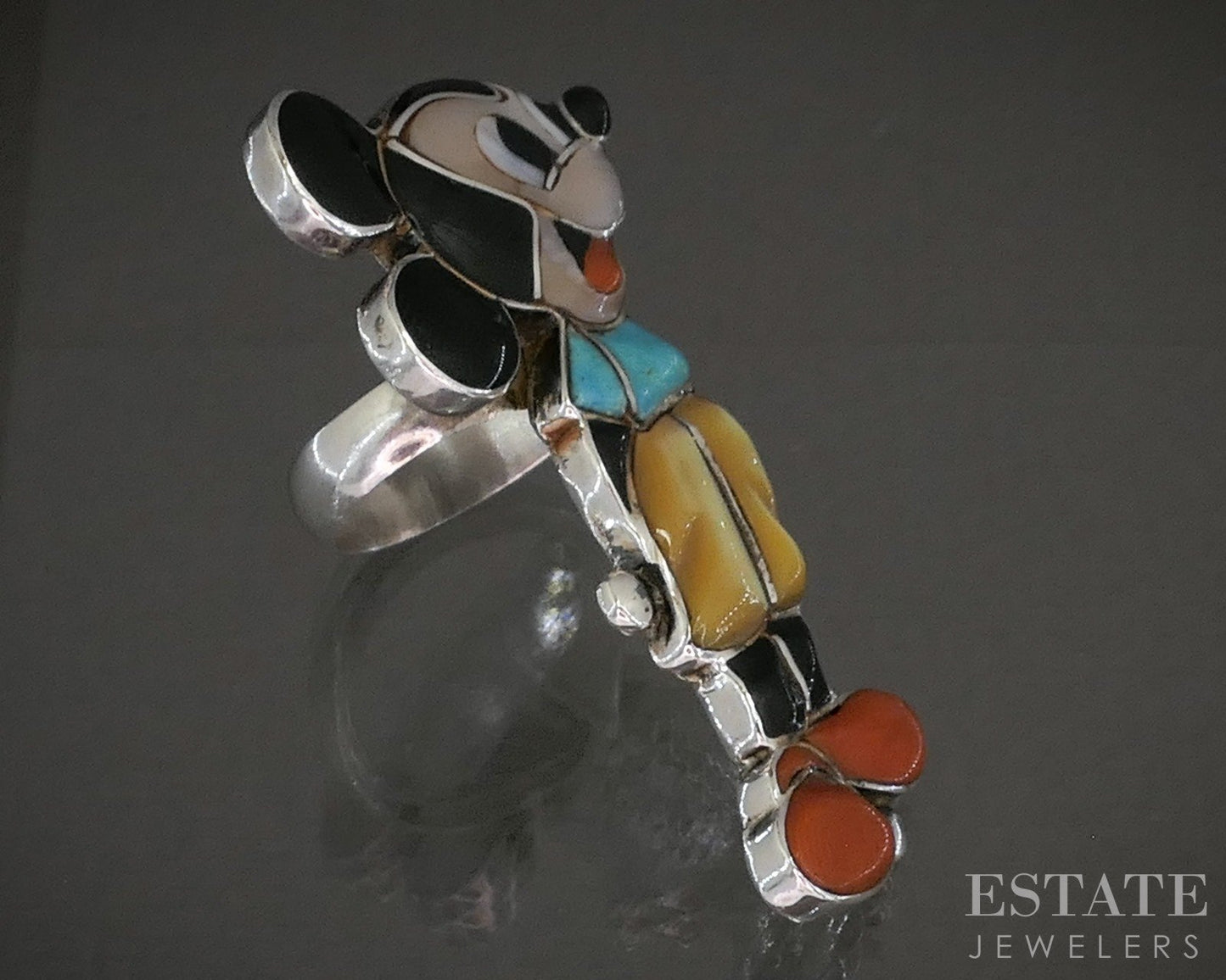 Vintage Sterling Zuni Veronica Nastacio Poblanco Mickey Mouse Ring 9.3g p21099