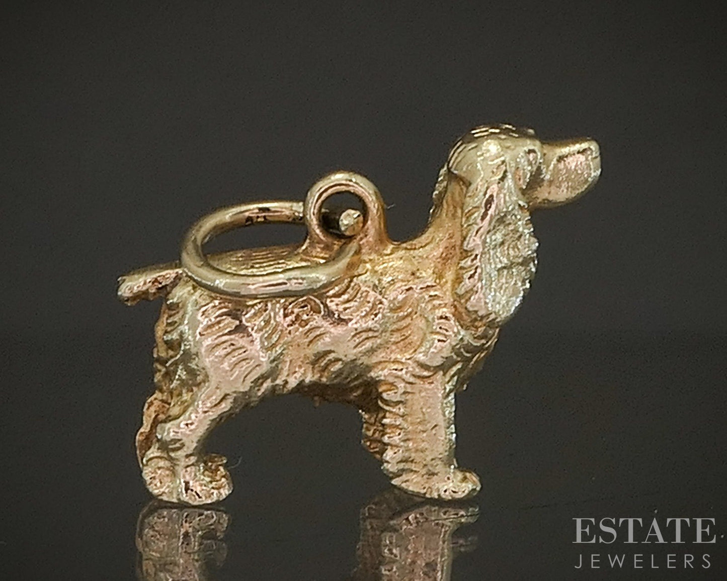 14k Yellow Gold Dimensional Cocker Spaniel Dog Charm Pendant 2.7g p19996