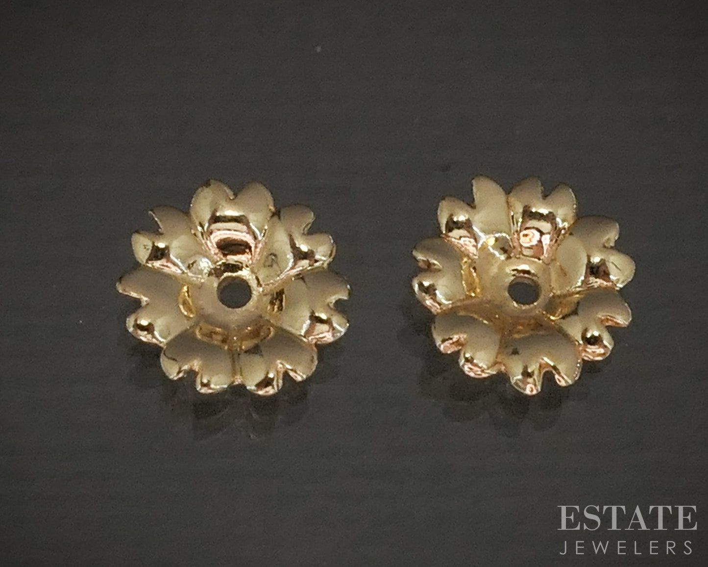 14k Yellow Gold Flower Stud Earring Enhancers Jackets 2.6g p19494