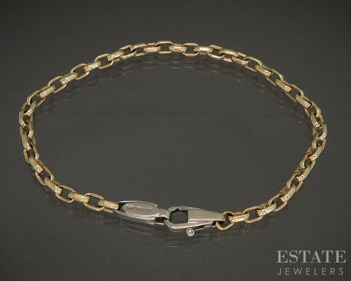 14k Yellow & White Gold 3.7mm Cable Chain Link Bracelet 12.8g 8.25"L p20595