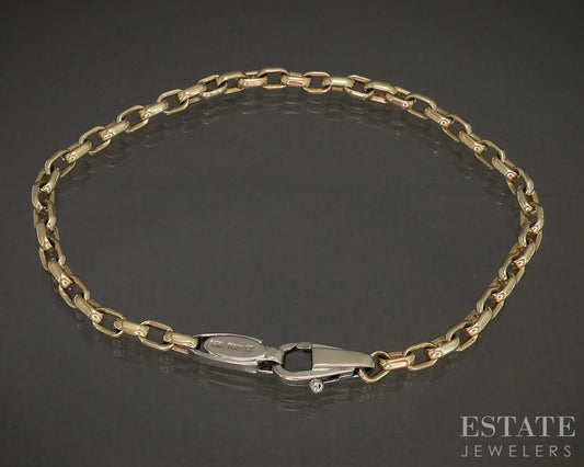 14k Yellow & White Gold 3.7mm Cable Chain Link Bracelet 12.8g 8.25"L p20595