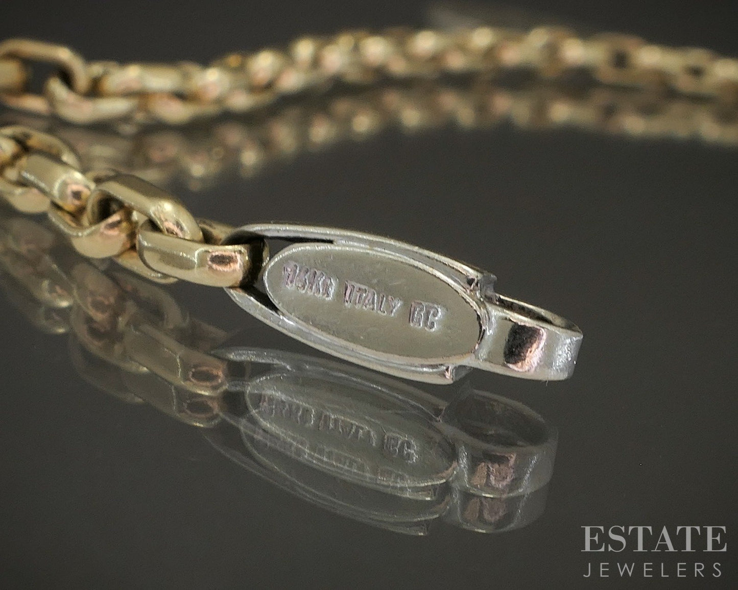 14k Yellow & White Gold 3.7mm Cable Chain Link Bracelet 12.8g 8.25"L p20595