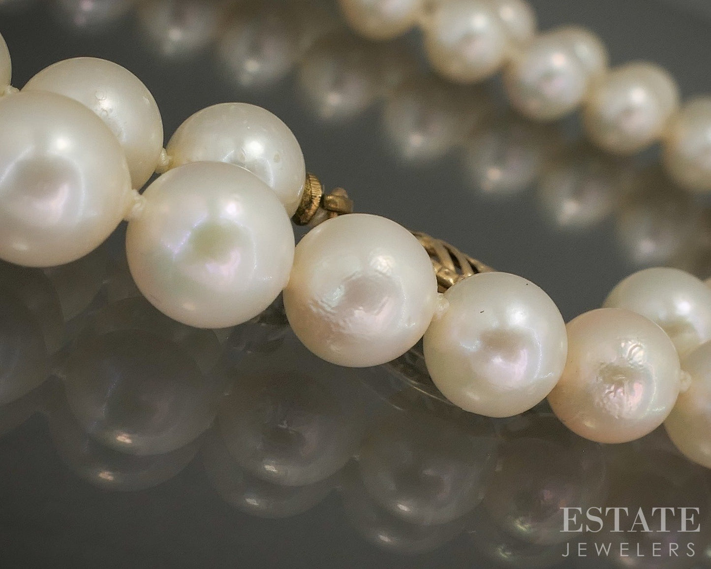 14k Yellow Gold 6mm Cultured Akoya Pearl Ladies Necklace 18"L p20169