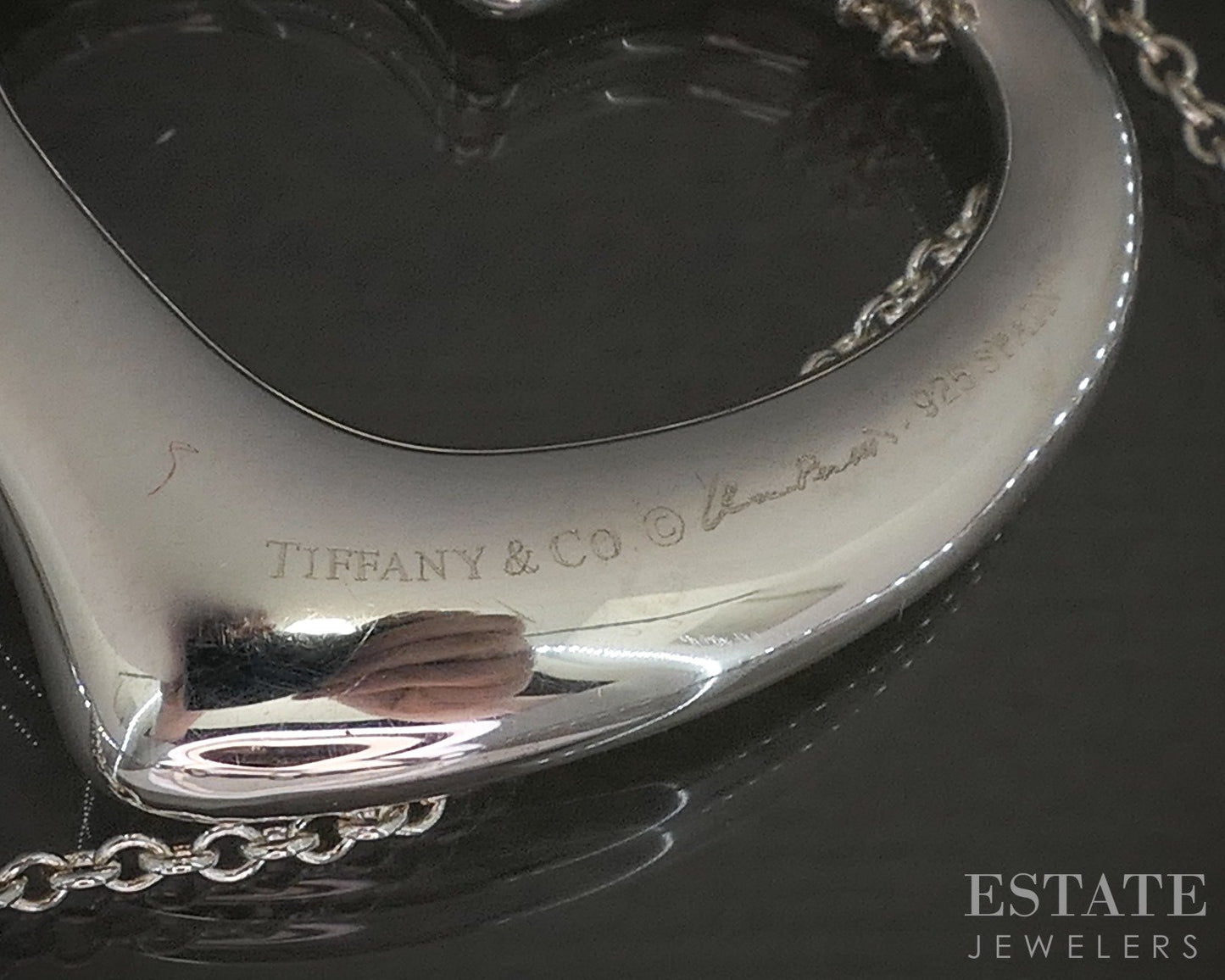 Sterling Tiffany & Co. Elsa Peretti Large Open Heart Necklace 19g 30"L p20255